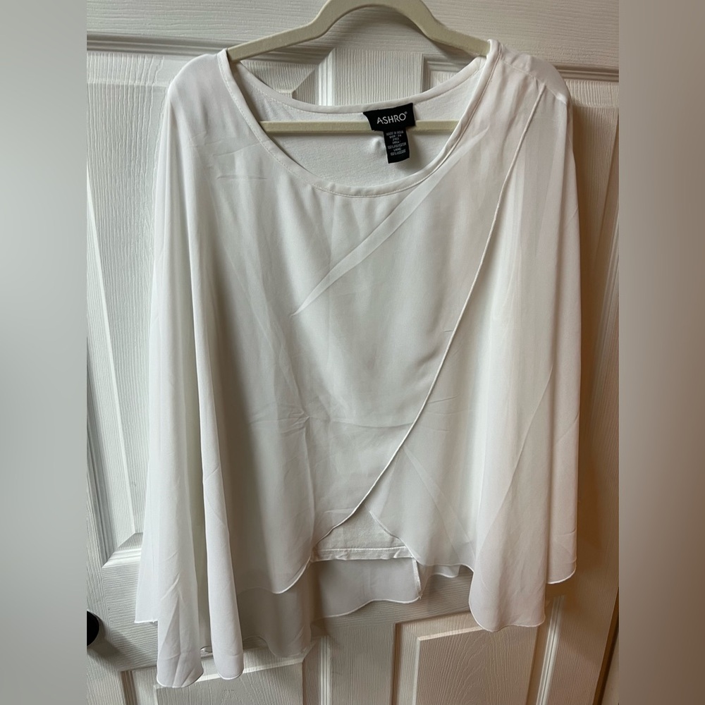 Ashro Elegant White Chiffon Blouse